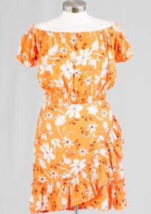 SUMMER DRESSES 7B Easy Feminine Floral Print 2 Piece Dress