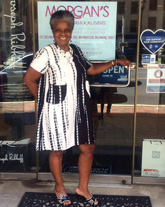 SUMMER DRESSES 4 Easy Breezy Tunic Dress with Double Pockets White/Black