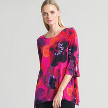 Load image into Gallery viewer, CLARA SUNWOO Soft Knit Poppy Print Tunic with Cuff Detail and Side Vents
