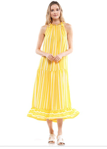 SUMMER DRESSES 7A Easy Breezy Soft Knit Stripe Halter Maxi Dress