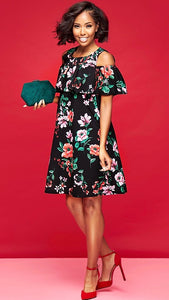 SUMMER DRESSES 6 Easy Feminine Floral Print Cold Shoulder Dress