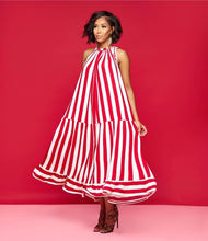 Load image into Gallery viewer, SUMMER DRESSES 7A Easy Breezy Soft Knit Stripe Halter Maxi Dress
