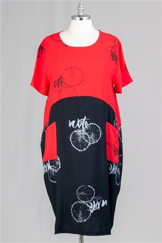 SUMMER DRESSES 2 Easy Breezy Tunic Dress with Double Pockets Red/Black