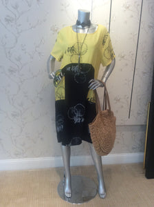 SUMMER DRESSES 1 Easy Breezy Tunic Dress with Double Pockets Yellow/Black