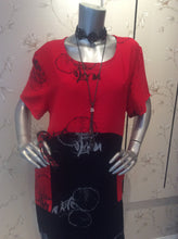 Load image into Gallery viewer, SUMMER DRESSES 2 Easy Breezy Tunic Dress with Double Pockets Red/Black
