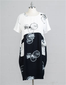 SUMMER DRESSES 3 Easy Breezy Tunic Dress with Double Pockets White/Black