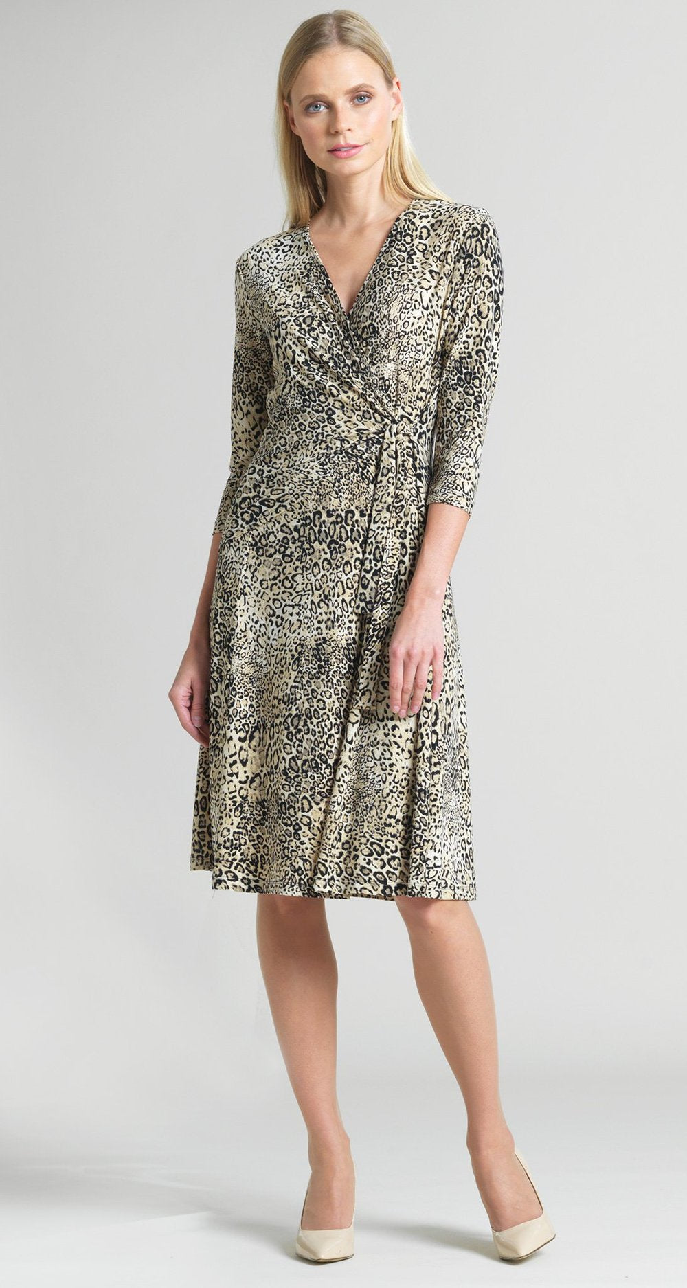SUMMER DRESSES 9A CLARA SUNWOO  Easy Breezy Soft Knit Cheetah Print Wrap Dress