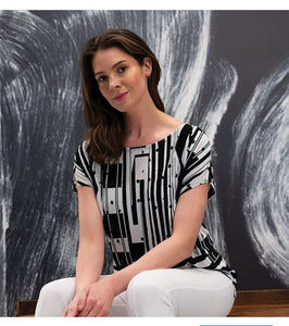 CLARA SUNWOO Soft Knit Piano Print Ultra Light Weight Top