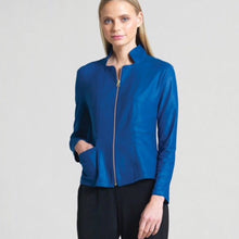Load image into Gallery viewer, CLARA SUNWOO FALL (2) Liquid Leather Soft Knit Zip Front Jacket with Slit Front Pockets
