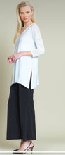 Load image into Gallery viewer, CLARA SUNWOO Soft Knit V- Neck 3/4 Sheer Sleeve Tunic with Side Slits
